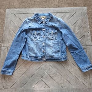 Energe Denim Jean Jacket Cropped Y2K Womens Size M Coastal Cowgirl Boho